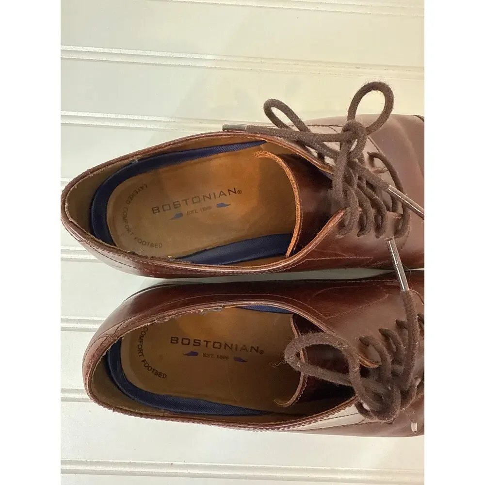 Bostonian Men's Wenham Cap Toe Oxford Shoes Brown Leather Size 10.5